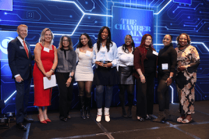 Chamber of Commerce awarding team from Alexandria Children's Dentistry